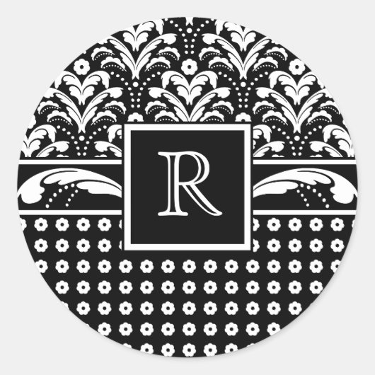 アールデコ30sエレガンスフォーマルフローラダマスク ラウンドシール (正面)