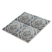 アールデコ4マス目ラインすべて網掛けグレー青 タイル (側面)