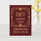 アールデコ40周年記念結婚名ルビーレッド カード (黄色い花)