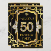 アールデコ50歳の誕生日パーティー 招待状 (正面/裏面)