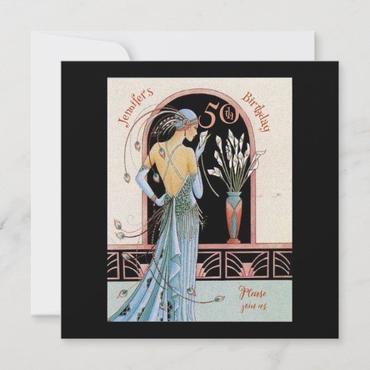 アールデコ50TH誕生日ギャツビーテーマ招待状 招待状 (正面)