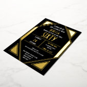 アールデコ60誕生日ブラック金ゴールド 箔招待状 (回転した状態)