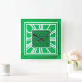 アールデコ、エメラルドグリーン スクエア壁時計 (ホーム)