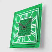 アールデコ、エメラルドグリーン スクエア壁時計 (傾斜)