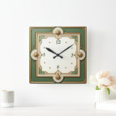アールデコ エレガント スクエア壁時計 (ホーム)