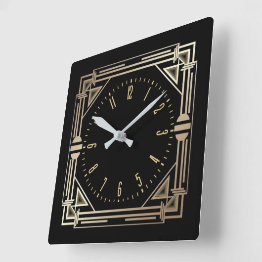 アールデコ エレガント スクエア壁時計 (傾斜)