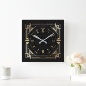 アールデコ エレガント スクエア壁時計 (ホーム)