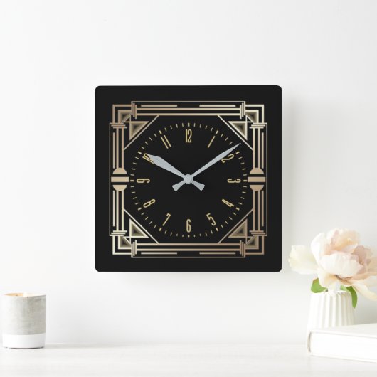 アールデコ エレガント スクエア壁時計 (ホーム)