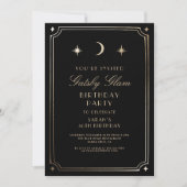 アールデコ エレガント ブラック ゴールド 20年代 クラシック バースデー 招待状 (正面)