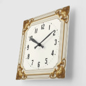 アールデコ エレガント ホワイト スクエア壁時計 (傾斜)