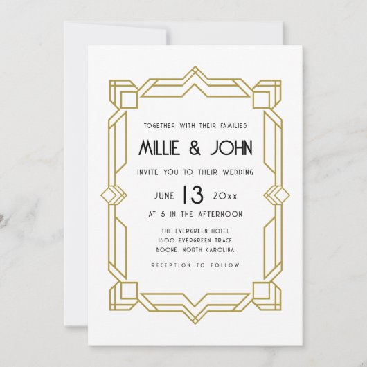 アールデコ、オールドハリウッド、1920年代 招待状 (正面)