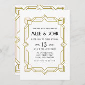 アールデコ、オールドハリウッド、1920年代 招待状 (正面/裏面)