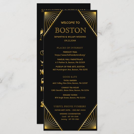 アールデコ・ギャツビ結婚ーのタイムライン・カード プログラム (正面/裏面)