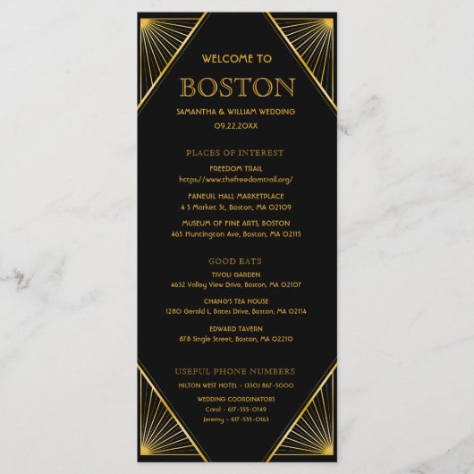 アールデコ・ギャツビ結婚ーのタイムライン・カード プログラム (正面)