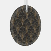 アールデコ：クラシック幾何学模様。 ガラスオーナメント (正面右)