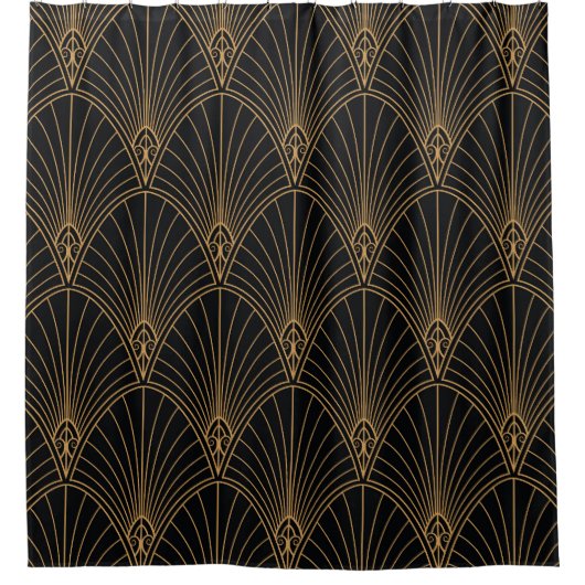 アールデコ：クラシック幾何学模様。 シャワーカーテン (正面)