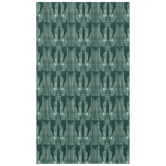 アールデコ,グリーン,ブラック,パターン,アールヌーボー,ヴィンテージ テーブルクロス (正面)