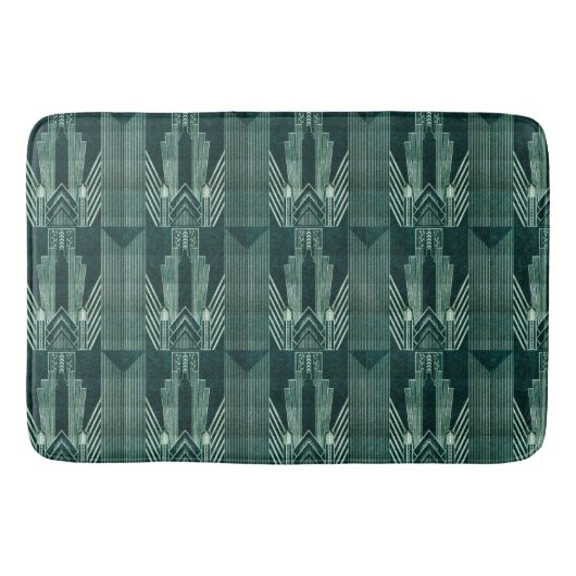 アールデコ，グリーン，ブラック，パターン，アールヌーボー,ヴィンテージ バスマット (正面)