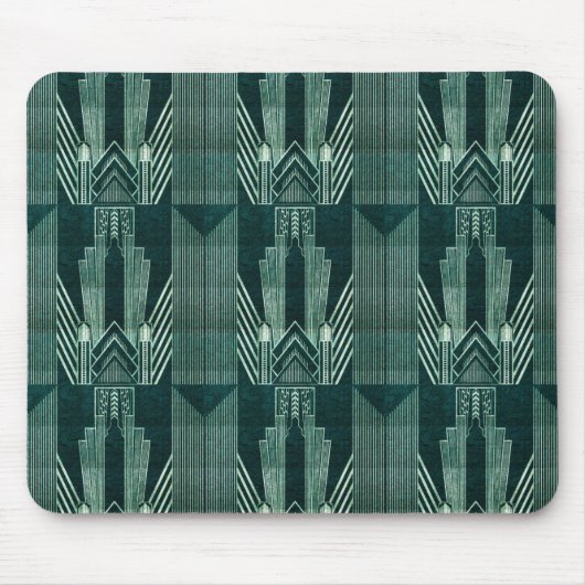 アールデコ，グリーン，ブラック，パターン，アールヌーボー,ヴィンテージ マウスパッド (正面)