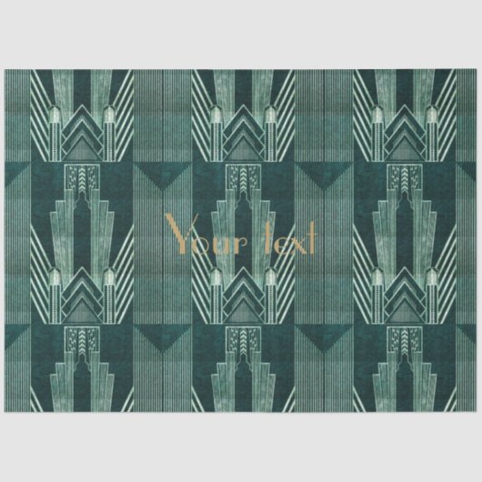 アールデコ,グリーン,ブラック,パターン,アールヌーボー,ヴィンテージ 薄葉紙 (正面)