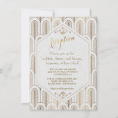 アールデコ グレートギャツビー ホワイトゴールド レセプション 招待状 (正面)