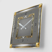 アールデコ グレー スクエア壁時計 (傾斜)