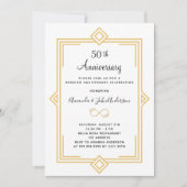 アールデコ ゴールドのギャツビー風 50周年記念結婚式 招待状 (正面)