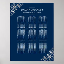 アールデコ |シルバーグレイ海軍シーティングチャート ポスター