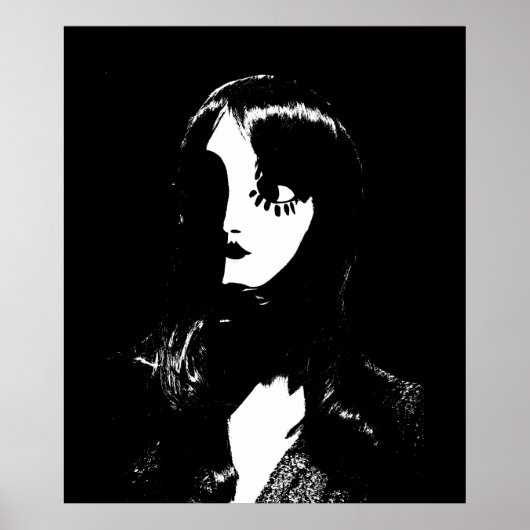 アールデコ – シンシティスタイル女性 – 白黒 ポスター (正面)