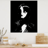 アールデコ – シンシティスタイル女性 – 白黒 ポスター (キッチン)