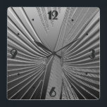 アールデコ スクエア壁時計<br><div class="desc">アールデコをテーマにしたパームの葉のスタイルに基づくパタ描写ーンは、シルバークロムカラーの3d効果で</div>