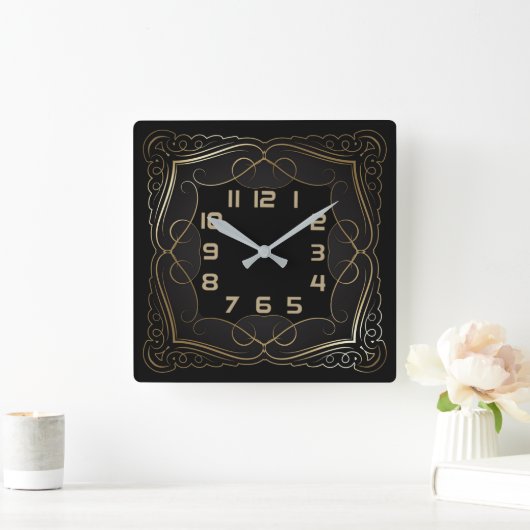 アールデコ スクエア壁時計 (ホーム)
