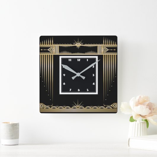 アールデコ スクエア壁時計 (ホーム)