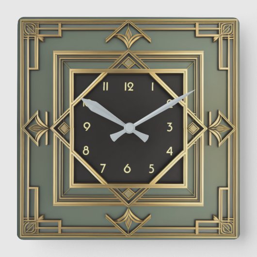 アールデコ スクエア壁時計 (正面)