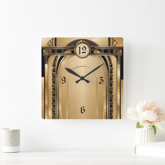 アールデコ スクエア壁時計 (ホーム)