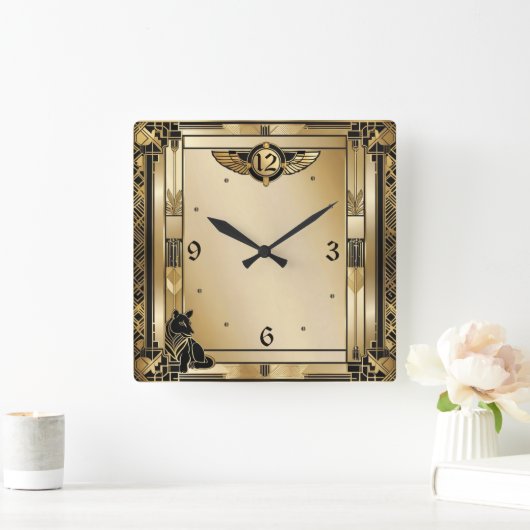 アールデコ スクエア壁時計 (ホーム)