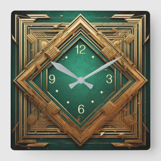 アールデコ スクエア壁時計 (正面)