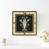 アールデコ スクエア壁時計 (ホーム)