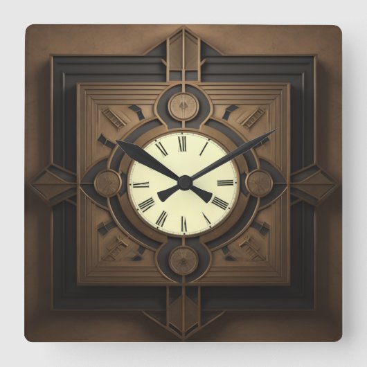 アールデコ スクエア壁時計 (正面)