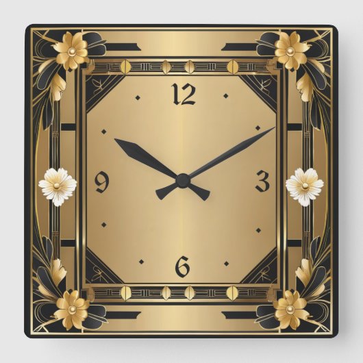 アールデコ スクエア壁時計 (正面)