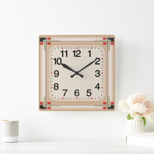 アールデコ スクエア壁時計 (ホーム)