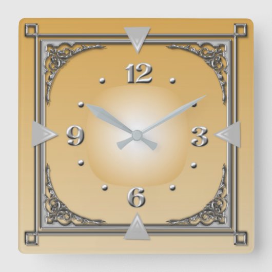アールデコ スクエア壁時計 (正面)