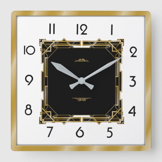 アールデコ スクエア壁時計 (正面)