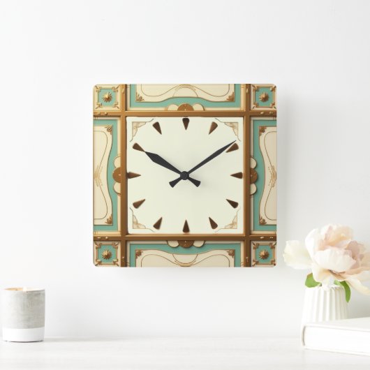 アールデコ スクエア壁時計 (ホーム)