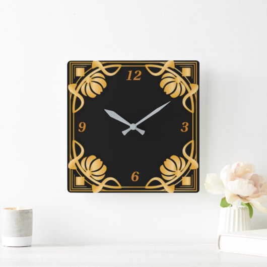 アールデコ スクエア壁時計 (ホーム)