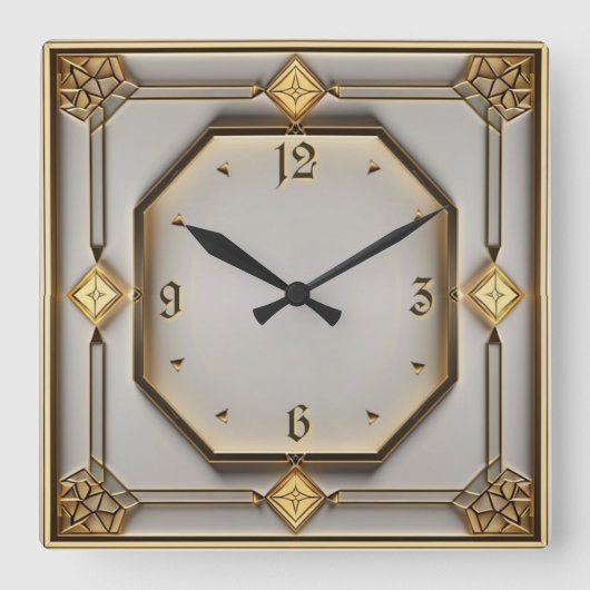 アールデコ スクエア壁時計 (正面)