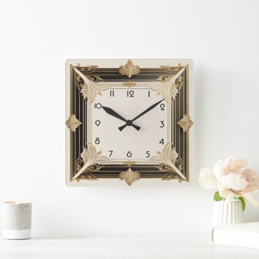 アールデコ スクエア壁時計 (ホーム)