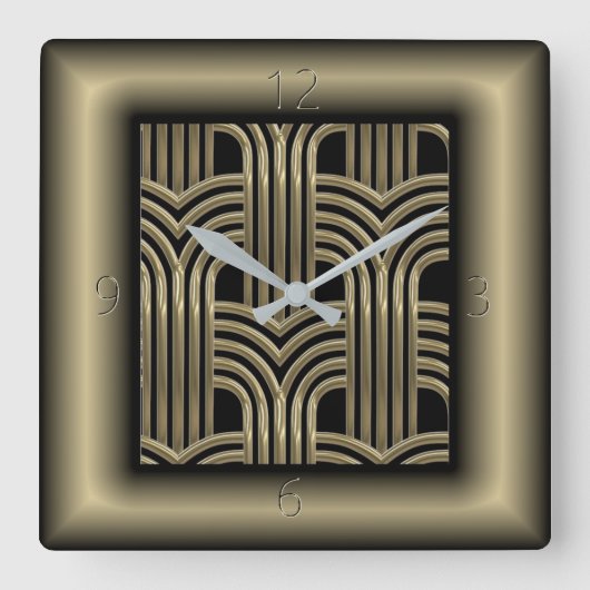 アールデコ スクエア壁時計 (正面)