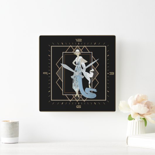 アールデコ スクエア壁時計 (ホーム)