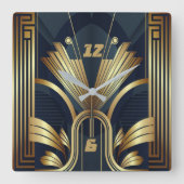 アールデコ スクエア壁時計 (正面)